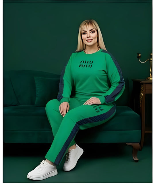 طقم نسائي سبور قطن فاخر – جنز مرشوش مع خرز (قطعتين)